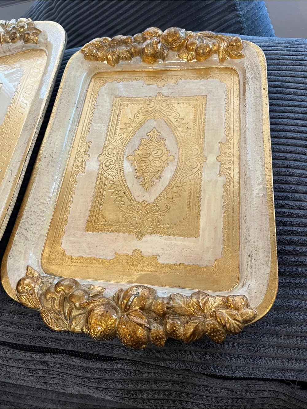 VINTAGE ITALIAN GOLD SERVING TRAYS HANDMADE